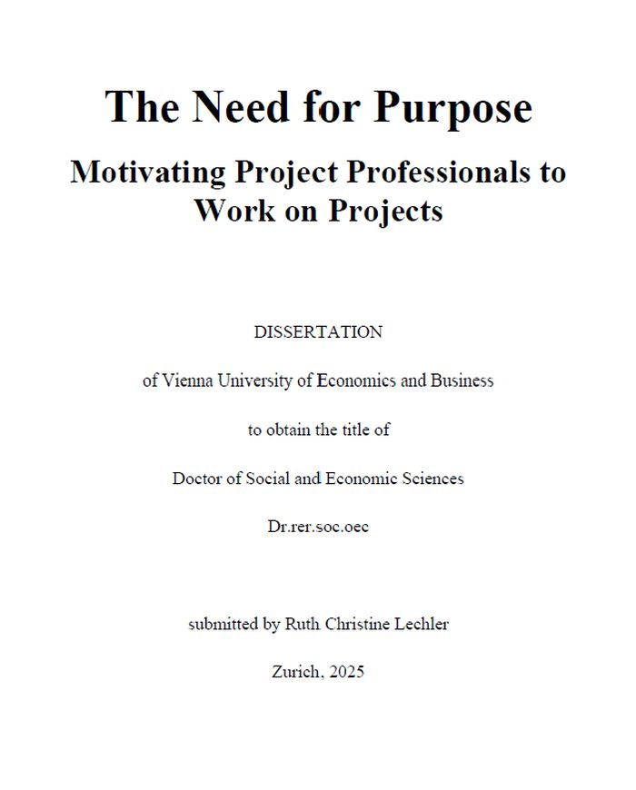 Titelseite der Dissertation The Need for Purpose